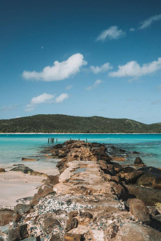 Flamenco Beach Jetty, Culebra. Keep reading to find the best way to get to Flamenco beach without the crowds