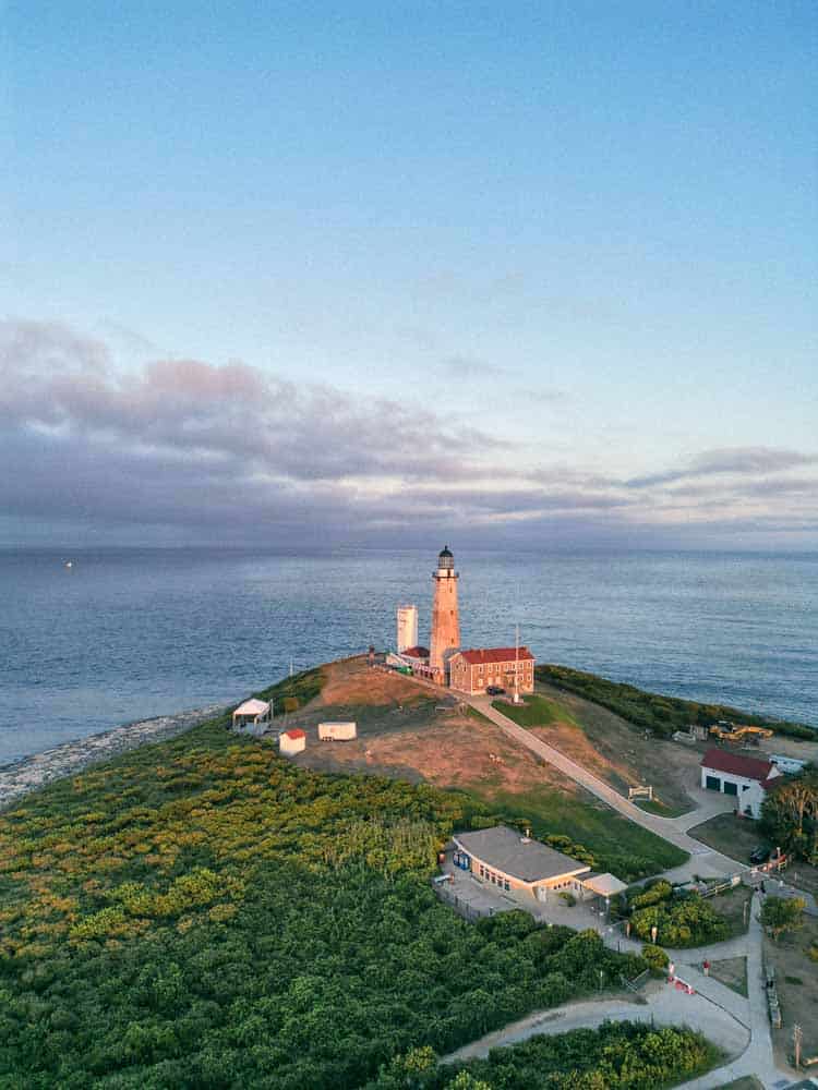 montauk lighthouse and montauk point at sunset