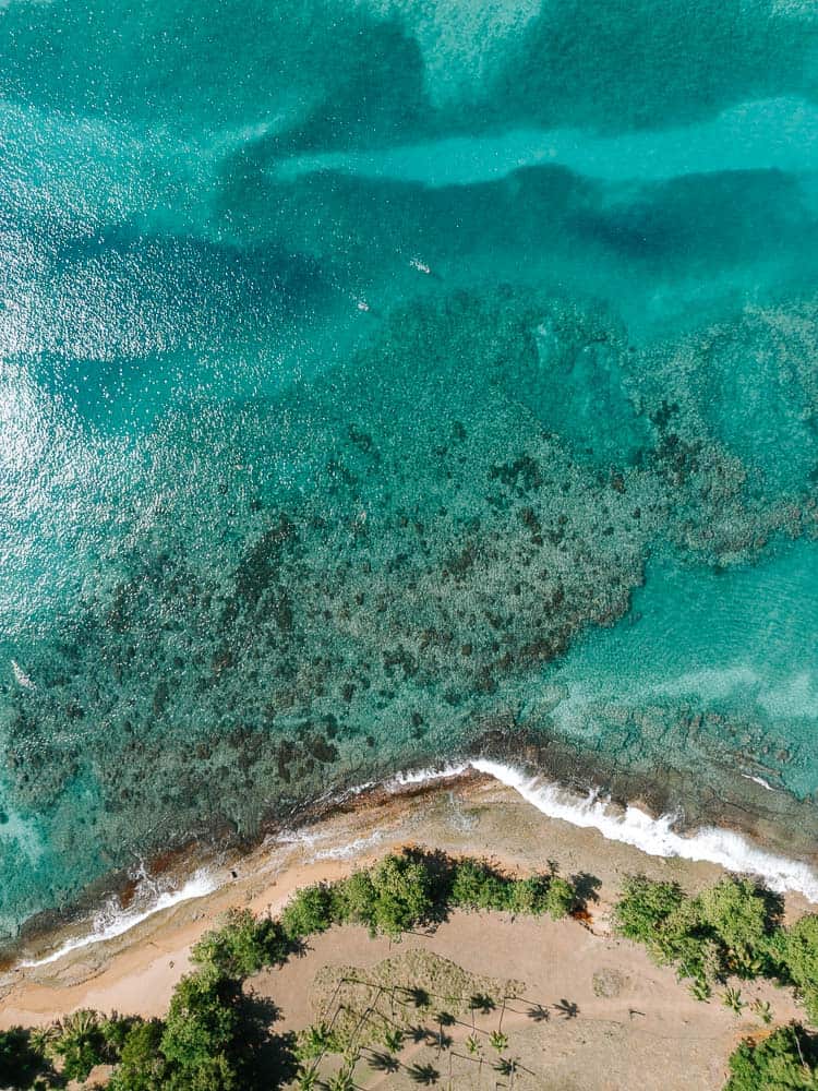 aerial view of reef at steps beach rincon puerto rico