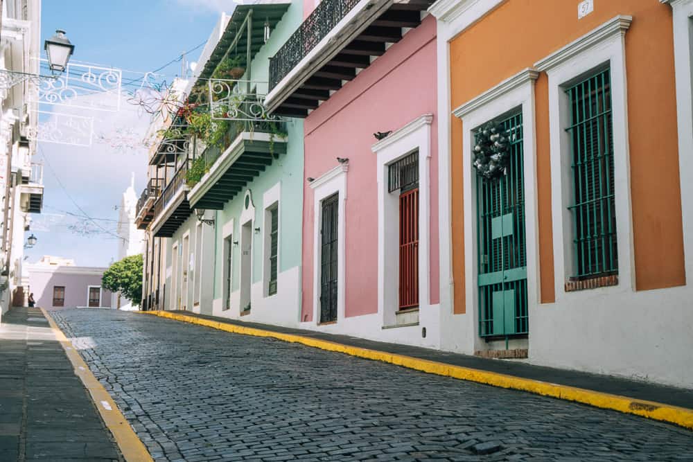 row of colorful buildings in old san juan